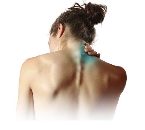 A dor é o principal sintoma da osteocondrose cervical. 